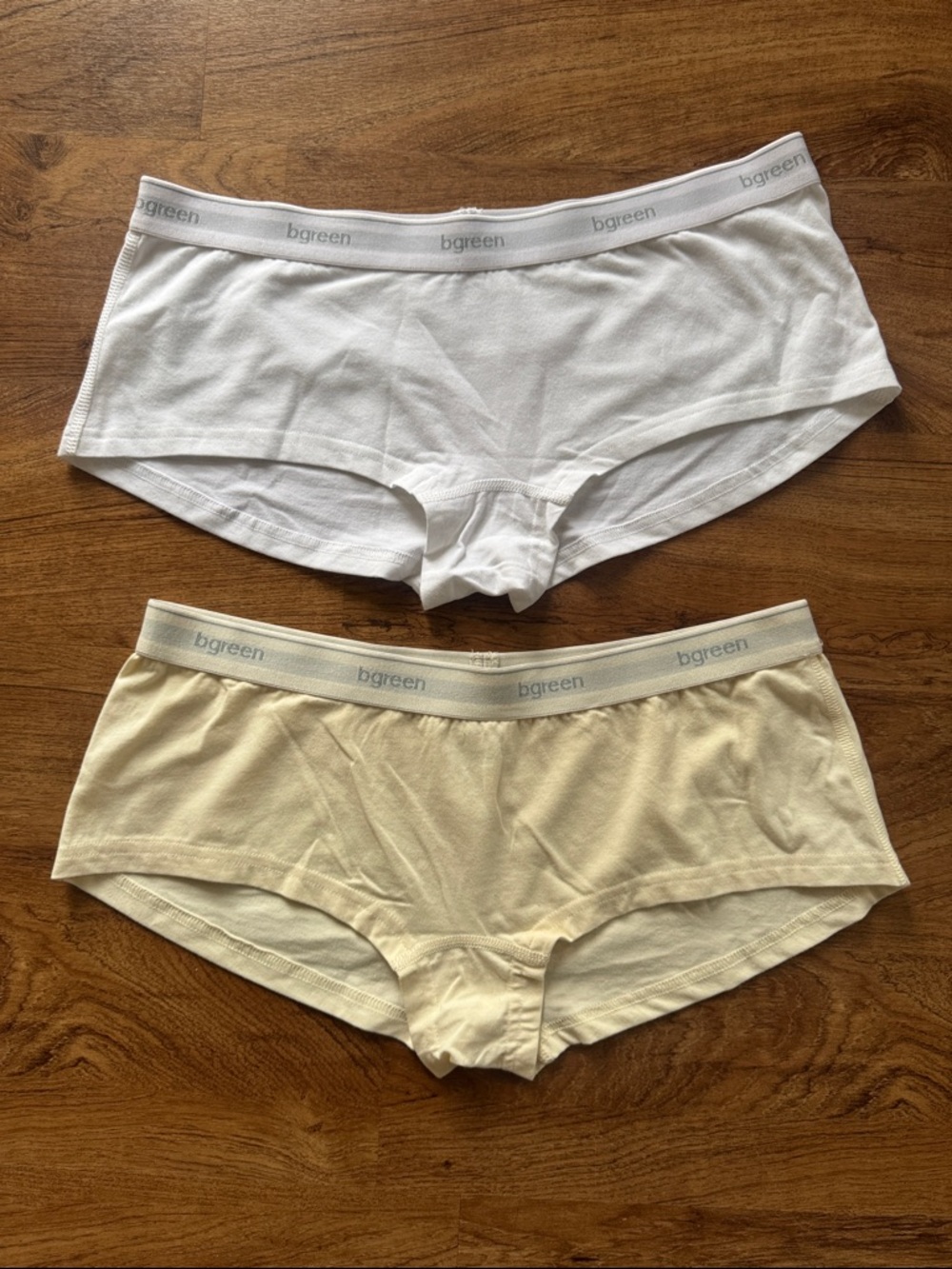 BGREEN Organic Cotton Boyshorts - 2 Pack - White & Natural - NEW